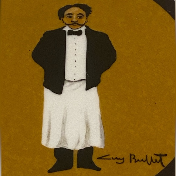 Vintage GUY BUFFET art plate Bowl French Waiter graphic Oil Dipping Bowl 2000s - Picture 4 of 10